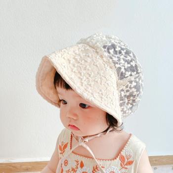 萌遇薄款蕾絲公主春季嬰兒帽子