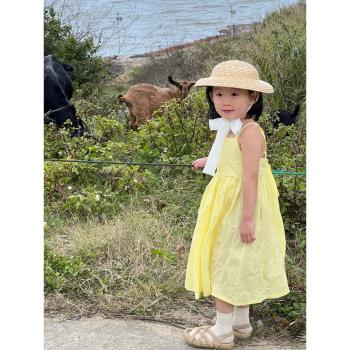 韓國刺繡夏裝兒童度假寶寶吊帶裙