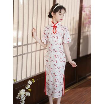 女童旗袍中國風漢服中大童演出旗開得勝禮服暑假主持古箏夏季薄款