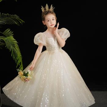 花童婚禮小女孩禮服高端公主裙泡泡袖小提鋼琴生日主持人兒童演出