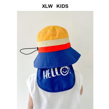 可拆卸夏季防曬帽男童遮陽披肩
