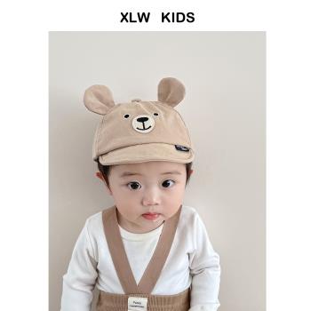 日系新款卡通小熊短檐嬰兒帽子