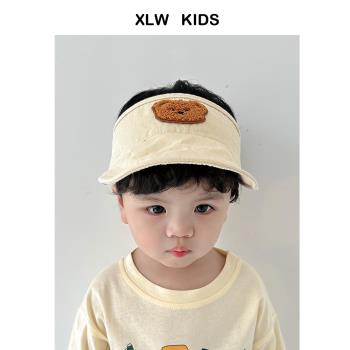 韓系小熊寶寶軟檐洋氣空頂帽子