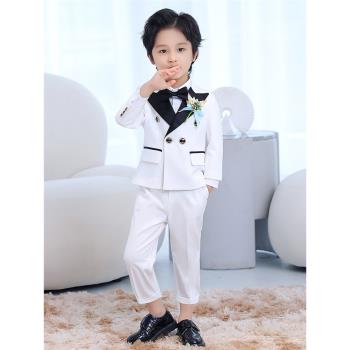 白色小花童寶寶周歲韓版鋼琴西裝