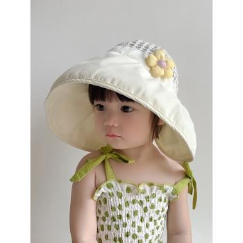 女童防曬帽子夏季薄款大帽檐洋氣網紗兒童太陽帽女寶寶遮陽漁夫帽