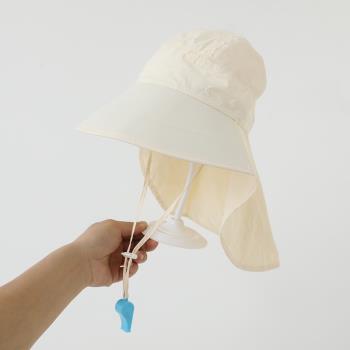 兒童夏季防曬帽大帽檐披肩帽遮陽帽寶寶出游防紫外線太陽帽速干薄