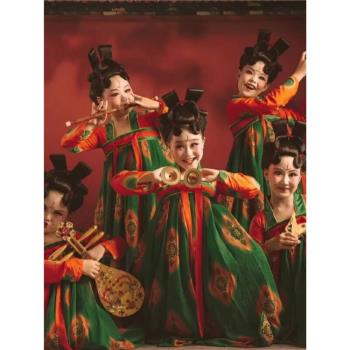 唐宮夜宴漢服兒童執鏡傭舞蹈表演女童古裝中國風漢唐古典舞演出服