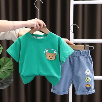 男童夏裝短袖套裝2023新款洋氣嬰兒寶寶衣服潮兒童時髦帥氣兩件套