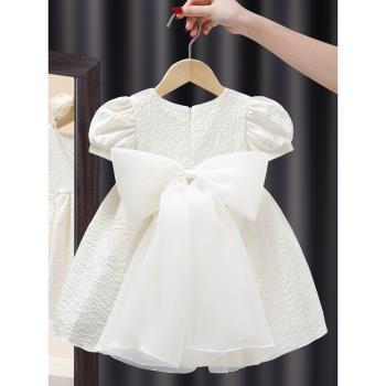 女童白色公主裙禮服小女孩寶寶一周歲生日花童婚禮兒童連衣裙夏裝