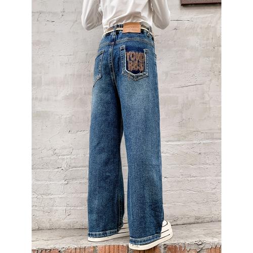 女童牛仔褲春秋款2025新款洋氣童裝春裝兒童褲子女大童春季長褲潮