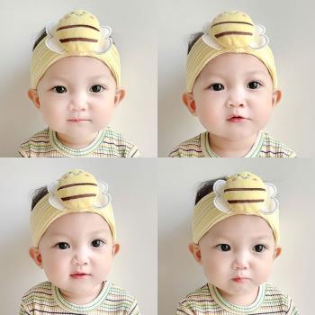 嬰兒發帶超萌可愛小蜜蜂男女寶寶護囟門發飾頭飾新生兒卡通發箍