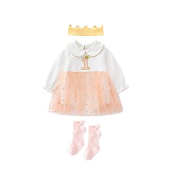 女寶寶嬰兒抓周洋氣春秋季公主裙