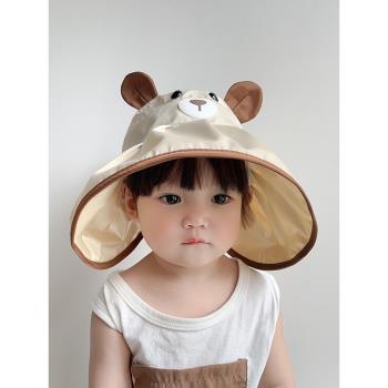 卡通動物造型防曬帽子夏季薄款大檐男童女寶寶空頂帽嬰兒童遮陽帽