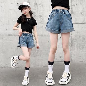 女童牛仔短褲2024新款夏裝褲子洋氣兒童大童韓版女孩夏季薄款熱褲