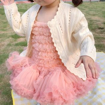 韓版嬰兒針織開衫防曬外套甜美春秋純棉女童小外套寶寶毛衣空調衫
