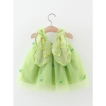 女童連衣裙夏季兒童蝴蝶翅膀吊帶背心裙0一1-3歲嬰兒寶寶公主裙子