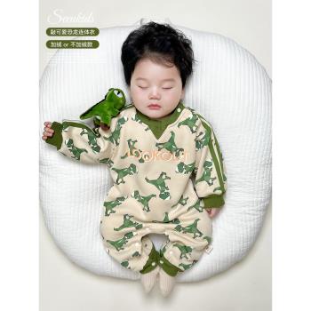 新生兒韓國春款男寶寶嬰兒連體衣