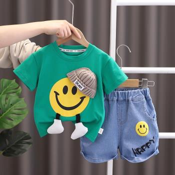 男寶寶夏裝套裝新款嬰兒童裝洋氣男童夏季薄款短袖短褲兩件套潮衣
