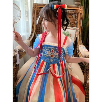 女童漢服中國風小女孩超仙雪紡公主裙夏裝2023新款洋氣兒童連衣裙