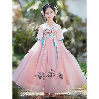 兒童漢服夏季2024新款女童古裝裙子中國風夏裝女孩古風禮服連衣裙