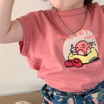 夏季女童可愛印花T恤韓版女寶寶卡通無袖純棉上衣兒童寬松套頭衫5