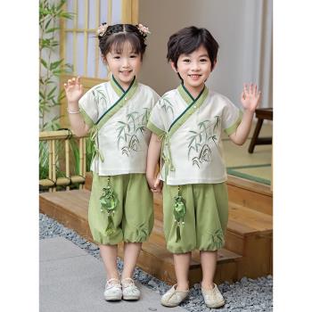 兄妹裝夏裝男女童兒童唐裝漢服3歲4兩件套寶寶中國風5表演服套裝2