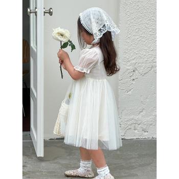 女童韓版公主連衣裙2023夏裝新款女寶寶洋氣短袖紗裙兒童時尚裙子