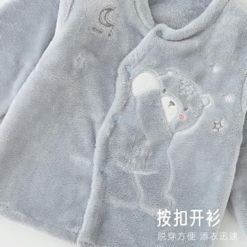 秋冬季男女寶寶加絨保暖套裝睡衣