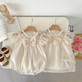 23韓版嬰兒衣服夏裝新生女寶寶公主包屁衣滿月百天周歲禮服連衣裙