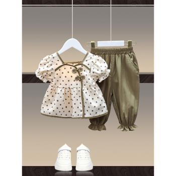 女童夏裝套裝2023新款時髦網紅韓版寶寶短袖兩件套洋氣兒童衣服潮