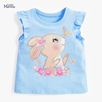 可愛小兔子背心外貿短袖兒童T恤