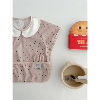 韓國寶寶罩衣防臟飯兜吃飯防水反穿衣幼兒園兒童短袖罩衫嬰兒圍兜