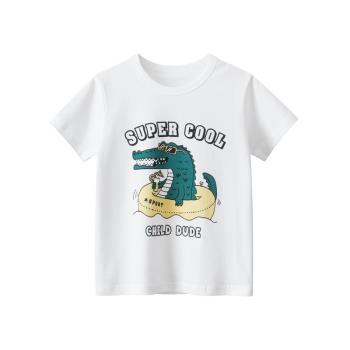 27kids潮牌兒童短袖T恤男孩夏季卡通鱷魚半截袖上衣寶寶純棉汗衫
