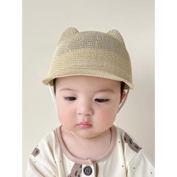 嬰兒草帽夏季薄款小童鴨舌帽韓版可愛透氣寶寶遮陽帽子防曬太陽帽