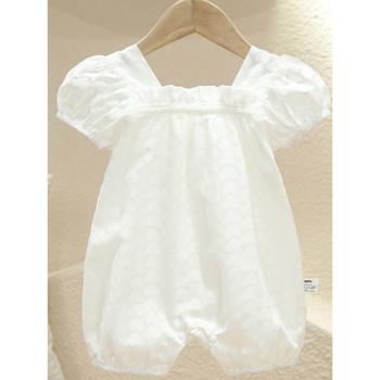 英國Next Road女寶寶夏裝連體衣薄款嬰兒衣服滿月洋氣短袖哈衣
