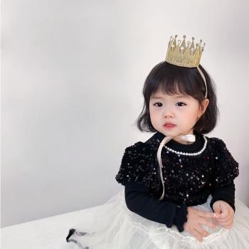 生日party公主鑲鉆系帶兒童皇冠