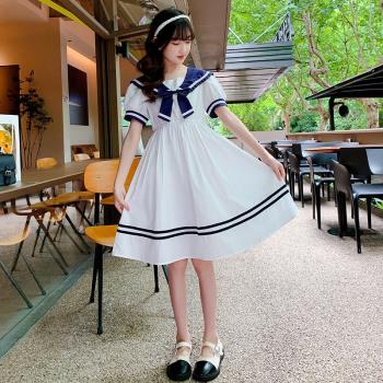 女童夏季學院風水手服連衣裙