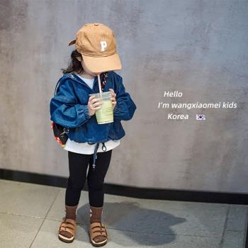韓系女童套裝春秋款時髦洋氣2023牛仔外套T恤童裝寶寶兒童小腳褲
