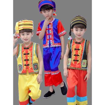 六一納西族兒童演出服男童少數民族男女童幼兒納西族表演舞蹈服裝