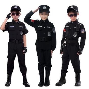 兒童警察特警種兵小演出制服警長衣服夏季全套軍裝備女男童長短袖