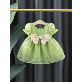 洋氣女童短袖連衣裙夏季兒童小女孩蕾絲公主裙子0一1-3歲寶寶夏裝