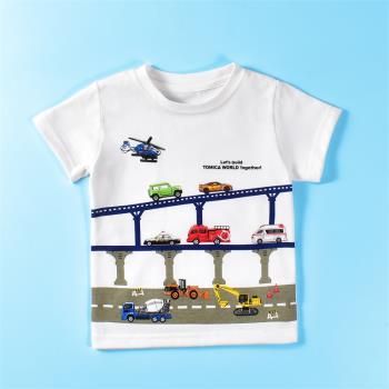 兒童t恤短袖男童夏卡通機車純棉T恤衫1-8歲小童圓領半袖打底衫
