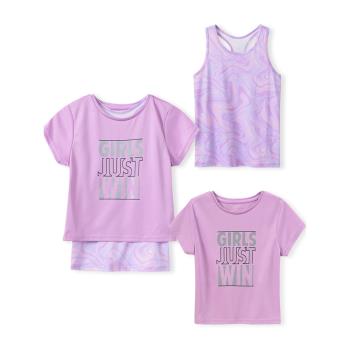 女童夏季速干彈力短袖T恤兩件套小學生寶寶運動訓練球衣騎行跑步
