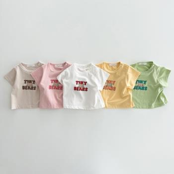 寶寶短袖T恤夏季薄款嬰兒字母上衣韓版男女兒童半袖百搭打底衫潮