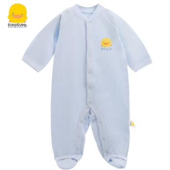 黃色小鴨嬰兒純棉連體衣春秋季0-12個月男女寶寶連腳哈衣新生兒服