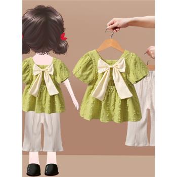 女寶寶女童夏裝套裝兒童短袖網紅時尚夏季小女孩時髦夏天洋氣小童