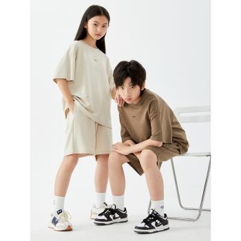 DK童裝夏季2023新款女男童短袖套裝兒童中大童夏裝潮酷運動兩件套