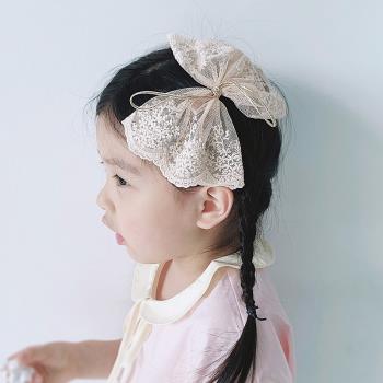 韓國女童公主刺繡頂夾大蝴蝶結