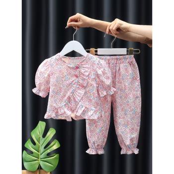女寶寶夏裝短袖套裝新款時髦兒童韓版碎花嬰兒衣服女童洋氣兩件套