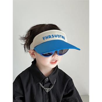 韓版兒童防曬帽夏季男童墨鏡帽子大帽檐防紫外線遮陽女寶寶太陽帽
